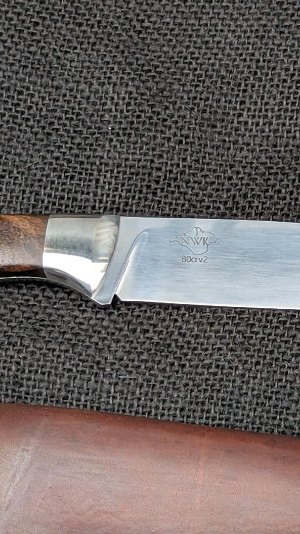 General purpose sheath knife in 80crv2 and stabilised walnut - Image 5